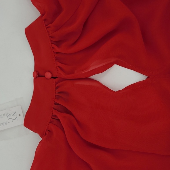 NWT New York & Company Red Chiffon Blouse Women's Size Medium - Picture 5 of 8